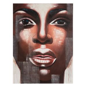 LOLAhome Cuadro de mujer en lienzo marrón de 120x90 cm