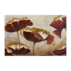LOLAhome Cuadro lienzo de flores fotoimpreso de madera marrón de 120x80 cm