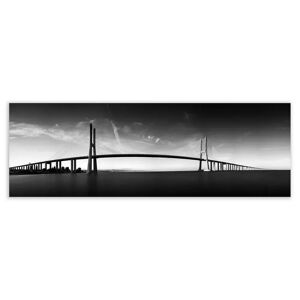 LOLAhome Cuadro cabecero de puente fotoimpreso sobre lienzo blanco y negro de 180x60 cm