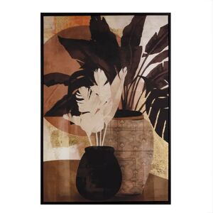 LOLAhome Cuadro impresión jarrones enmarcado lienzo marrón de 63x93 cm