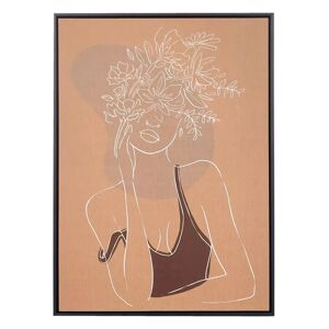 LOLAhome Cuadro mujer de impresión sobre lienzo marrón de 63x93 cm