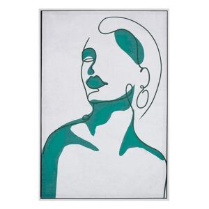 LOLAhome Cuadro pintura de mujer en lienzo enmarcado verde de 63x93 cm
