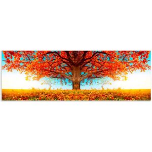 LOLAhome Cuadro de Árbol de la Vida en lienzo naranja de 180x60 cm