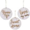 LOLAhome Set de 3 carteles tallados con frases de madera blancos de Ø 24 cm