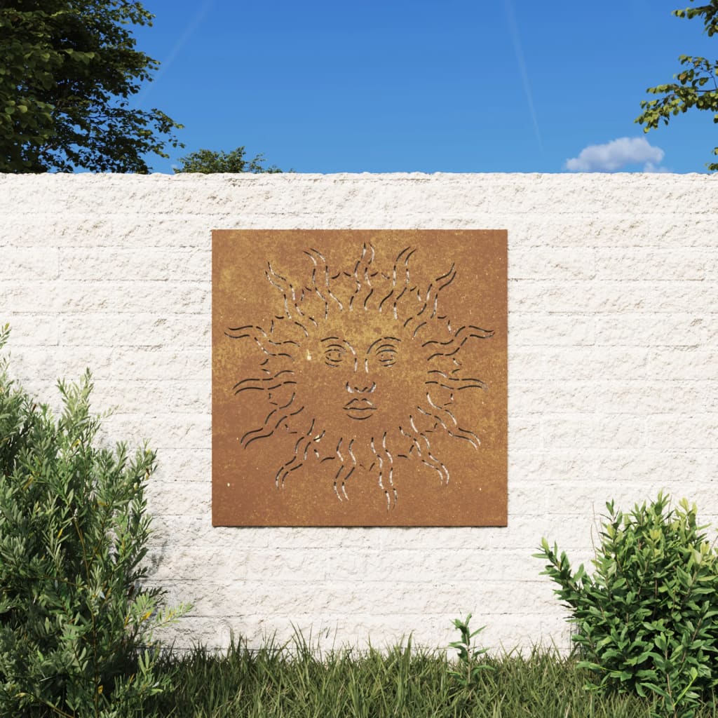 vidaXL Adorno de pared de jardín acero corten diseño sol 55x55 cm