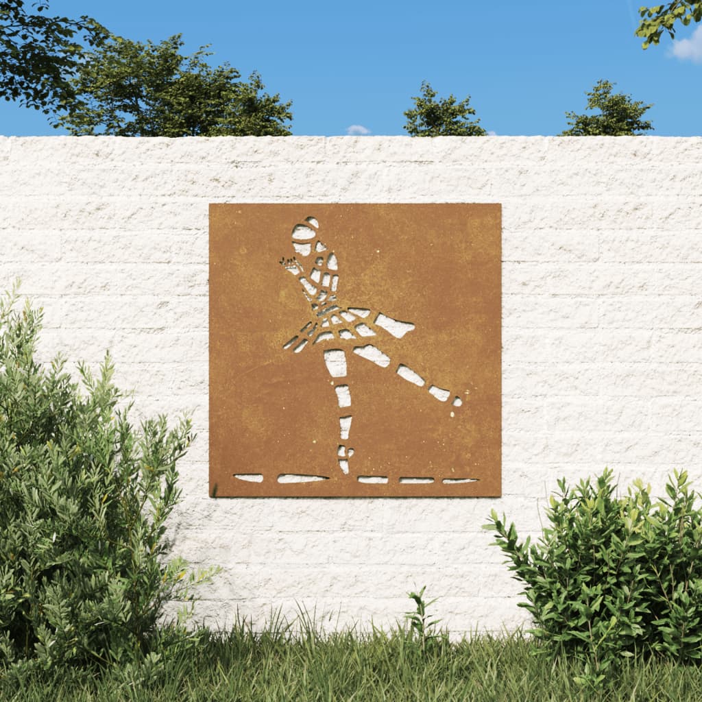 vidaXL Adorno de pared jardín acero corten bailarina ballet 55x55 cm