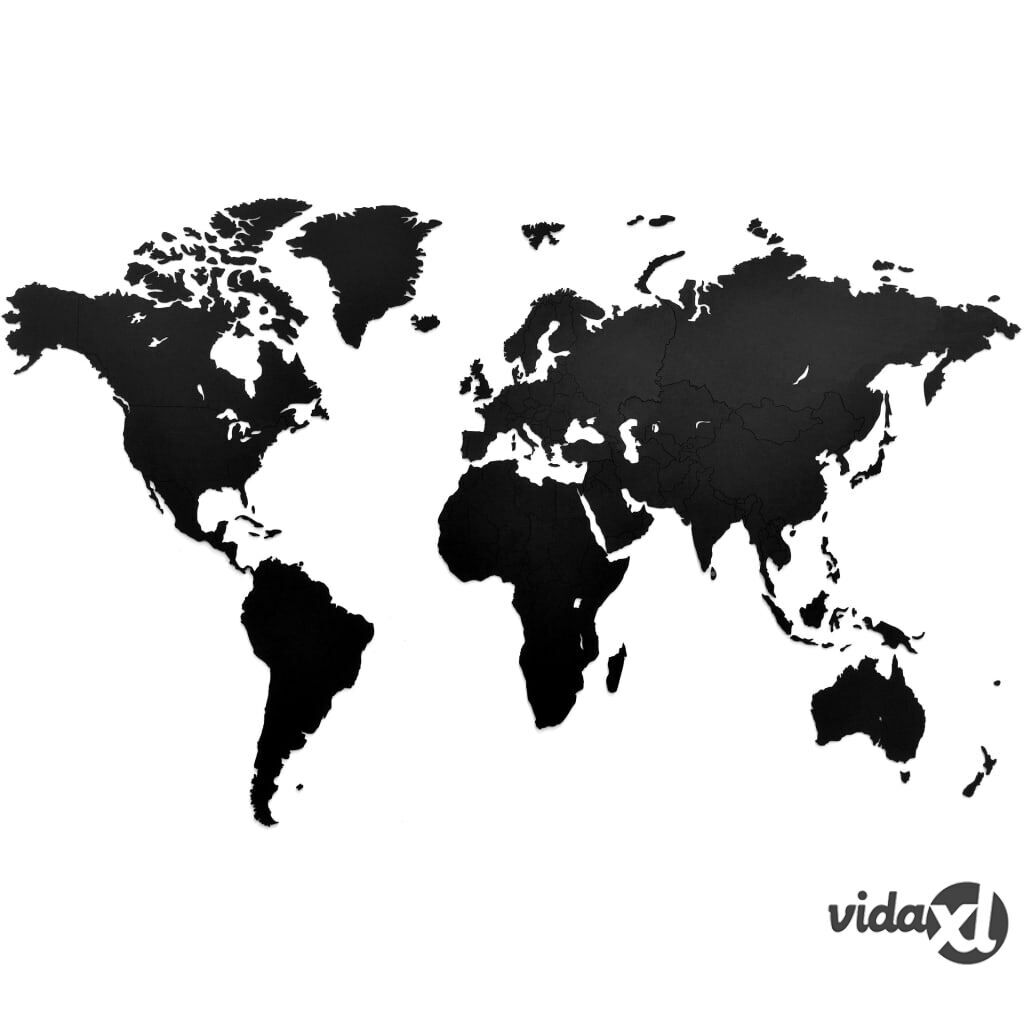 MiMi Innovations Puinen maailmankarttakoriste Luxury musta 130x78 cm