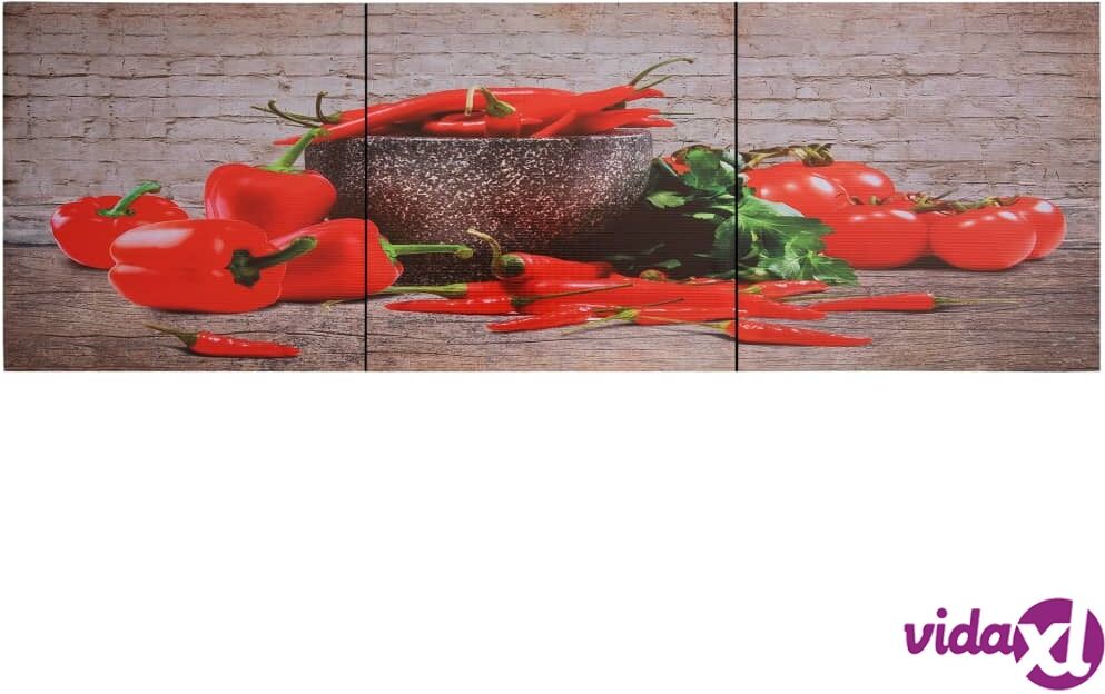 vidaXL Kanvaasitaulusarja paprika monivärinen 120 x 40 cm