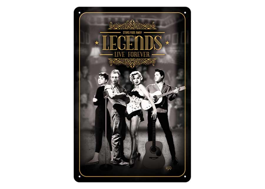 Retro metallitaulu Legends Live Forever 20x30 cm
