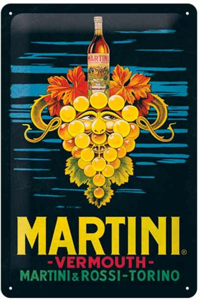 Retro metallitaulu Martini - Vermouth Grapes 20x30 cm