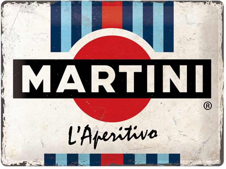 Retrotyylinen metallitaulu Martini - L´Aperitivo Racing Stripes 30x40 cm