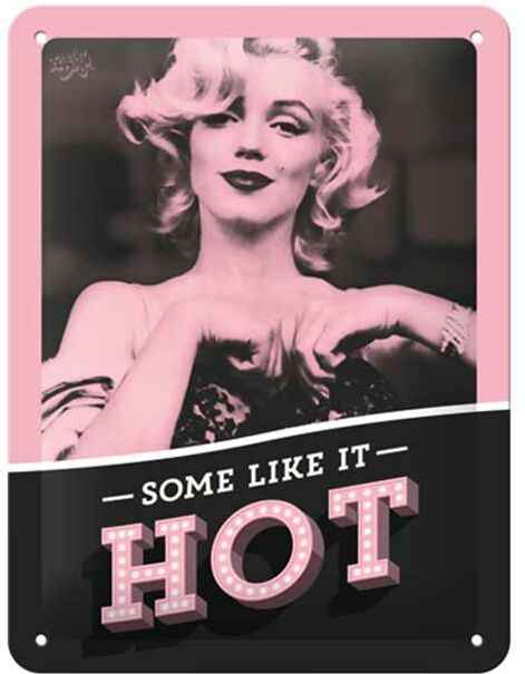 Retro metallitaulu Marylin Monroe - Some like it hot 15x20 cm