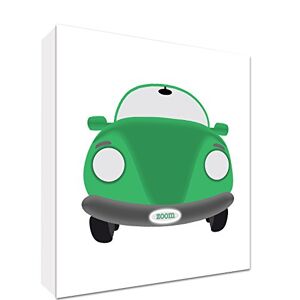 ART – toile décoratif épais solide afrontado Motif voiture Pequeño 25 x 25 x 4 cm Verde/Blanco - Publicité