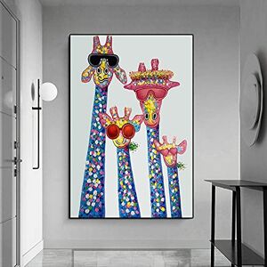 dsdsgog Peinture colorée Animal Girafe Une Famille avec des Lunettes Affiche et Impressions Toile Mur Art Photos Chambre d'enfants décor 50x70 cm sans Cadre - Publicité