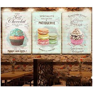 Langge Imprimé Peinture Murale Art Affiche Nordique Dessert Gâteau Macaron Toile Moderne Style Décoration de La Maison Photos Salon3x60x80 cm sans Cadre - Publicité