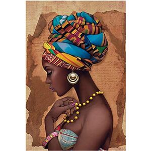 Jwqing Afrique Toile Peinture Murale Art sur Toile Peintures Affiches et Posters Femme Noire sur Toile déco Murale Tableau Photos Salon (60x80cm sans Cadre) - Publicité