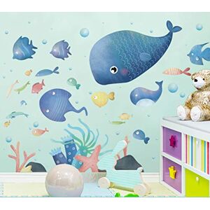 YUB Animal de bande dessinée Sdita autocollants chambre d'enfants salle de classe décoration murale peinture papier peint autocollant 106x84 CM poissons marins - Publicité