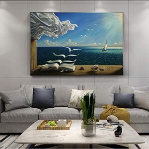 HSFFBHFBH Salvador Dali célèbre Peinture Le Livre de Vagues voilier Peinture surréalisme Affiches et Impressions sur Toile Art Mural pour la décoration intérieure 45 x 60 cm (18"x 24") sans Cadre - Publicité