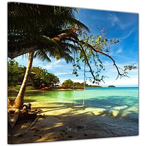 Bilderdepot24 Impression d'art Plage Tropicale sous Le Ciel Bleu Thaïlande 40 x 40 cm Images comme Une Impression de Toile balançoire sur la Plage - Publicité