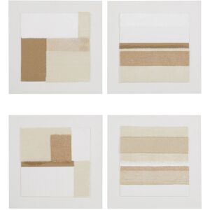 Maisons du Monde Toiles abstraites peintes blanches, beiges et taupe (x4) 60x60