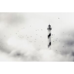 Hexoa Tableau phare dans le brouillard toile imprimee 120x80cm