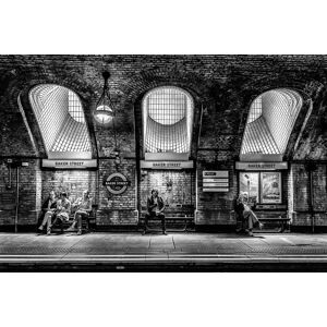 Hexoa Tableau noir et blanc baker street imprime sur toile 90x60cm