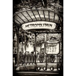 Hexoa Tableau noir et blanc metropolitain paris imprime sur toile 80x120cm