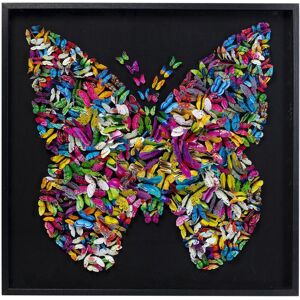 Kare Design Tableau noir papillons multicolores en relief 120x120