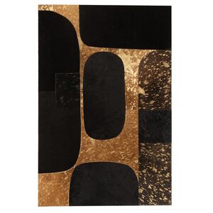 LANADECO Cadre rectangulaire cuir noir/or 60x90cm