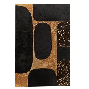 LANADECO Cadre rectangulaire cuir noir/or 40x60cm