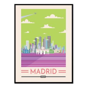 Momark Affiche avec cadre noir - Madrid - 50x70