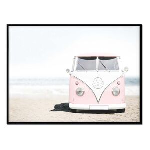 Momark Affiche avec cadre noir - Caravane rose - 50x70