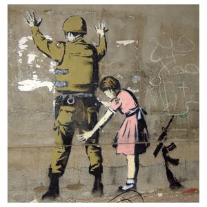 Legendarte Tableau Jeune Fille et un Soldat Banksy 90x90cm