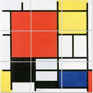 Legendarte Tableau composition avec large plan rouge - Piet Mondrian 150x150cm