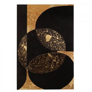 Meubles & Design Tableau contemporain 60x90cm en cuir noir et dore