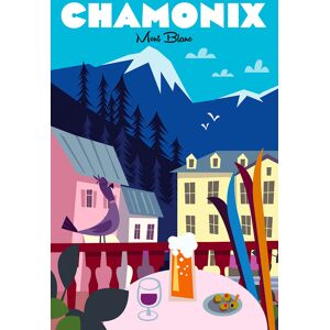 Hexoa Tableau chamonix mont blanc imprime sur toile 80x120cm