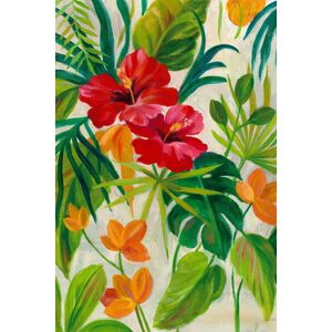 Hexoa Tableau Jardin tropical imprime sur toile 60x90cm