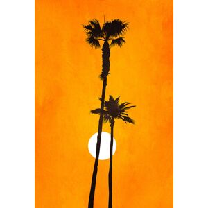 Hexoa Tableau scandinave Sunset palm imprime sur toile 60x90cm