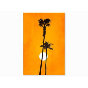 Hexoa Tableau scandinave Sunset palm imprime sur toile 80x120cm