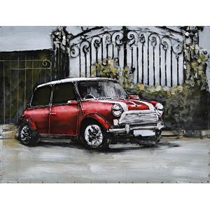 DECO-MURALE.shop Tableau relief en métal mini cooper rouge 80x60