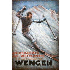 DECO-MURALE.shop Tableau relief en metal competition de ski en 1927 120x80