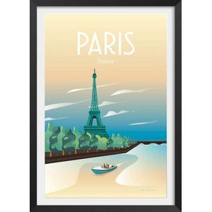 Hexoa Affiche ville voyage à Paris avec cadre noir 60x90cm