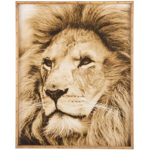 LANADECO Décoration murale lion en bois marron 81x100x5 cm