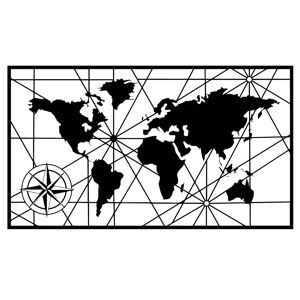 Harmonie design Déco murale carte du monde en métal noir 98x55 cm - Publicité