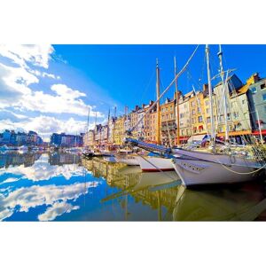 Ceanothe Tableau sur verre synthétique port Honfleur 65x97 cm