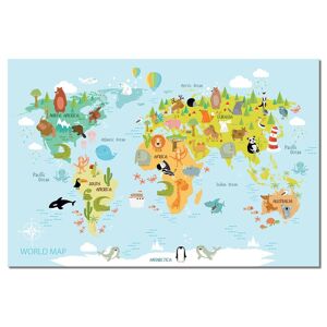 Hexoa Tableau world map and animals toile imprimee 120x80cm