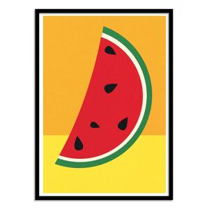 Wall Editions Affiche 50x70 cm et cadre noir - Watermelon Slice - Rosi Feist