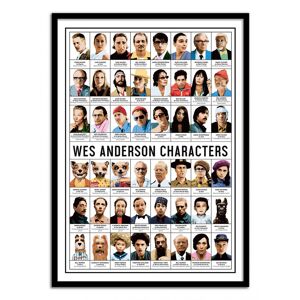 Wall Editions Affiche 50x70 cm et cadre noir - Wes Anderson Characters - Olivier Bo