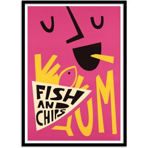 Wall Editions Affiche 50x70 cm et cadre noir - Fish and chips - Fox and Velvet