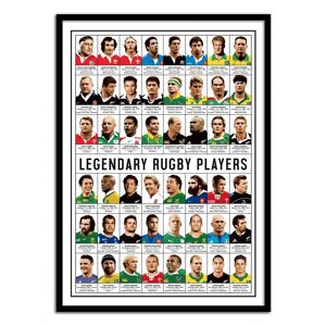 Wall Editions Affiche 50x70 cm et cadre noir - Legendary Rugby Players - Olivier Bo